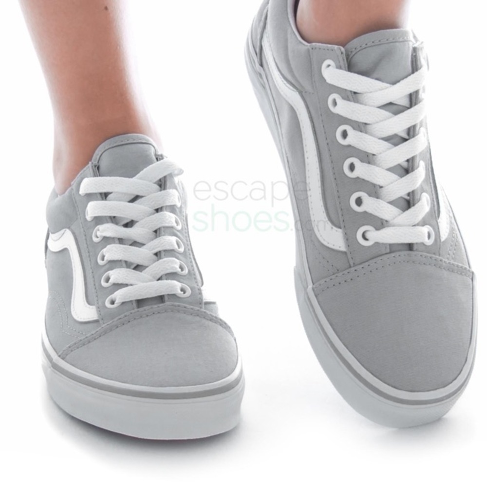 Vans Old Skool Grey & White Skate Shoes Sz 7 Gem